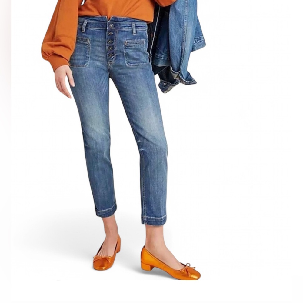 Pilcro High Rise Slim Blue Ankle Cropped Jeans Size 32